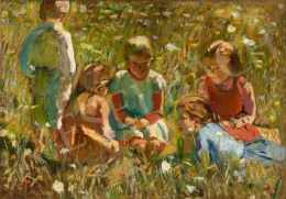 Czóbel Béla - Gyerekek a réten (Nagybánya), 1904 