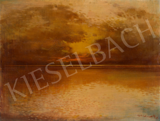 Halvax Gyula - Vöröslő ég alja a Balaton felett | 67. Aukció aukció / 154 tétel