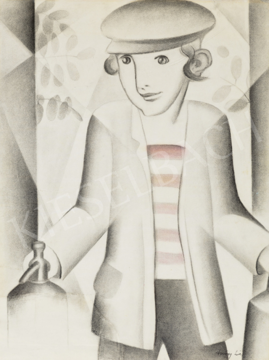  Szücsy Lili - Pajeszos kisfiú szódásüveggel, 1929 körül | 67. Aukció aukció / 182 tétel