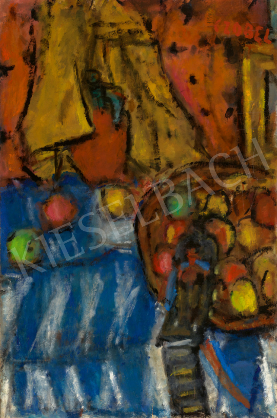  Czóbel Béla - Műtermi csendélet kék abrosszal, 1960-as évek | 67. Aukció aukció / 184 tétel