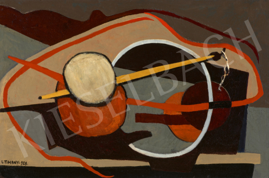 Tihanyi Lajos - Absztrakt kompozíció (Fekete, piros, szürke, sárga, barna), 1928 | 67. Aukció aukció / 189 tétel