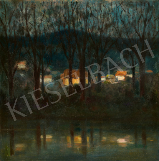  Ismeretlen magyar festő 20. század első fele - Esti fények a folyóparton | 67. Aukció aukció / 190 tétel