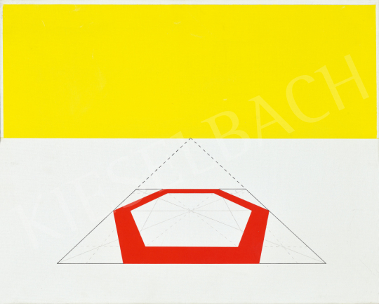  Korniss Dezső - Konstrukció (Perspektíva, reneszánsz, vörös hexagon) | 67. Aukció aukció / 199 tétel