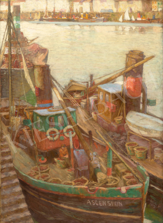  Poll Hugó - Kikötő (Halászhajó), 1919 | 67. Aukció aukció / 208 tétel
