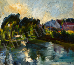  Paizs-Goebel Jenő - A lemenő nap fényei a vízen, 1927 