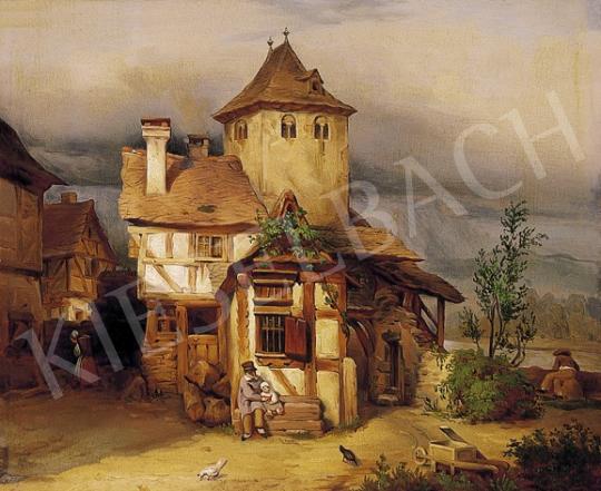 Unknown painter, about 1850 - Sitting in front of a Wooden House | 5th Auction auction / 97 Lot