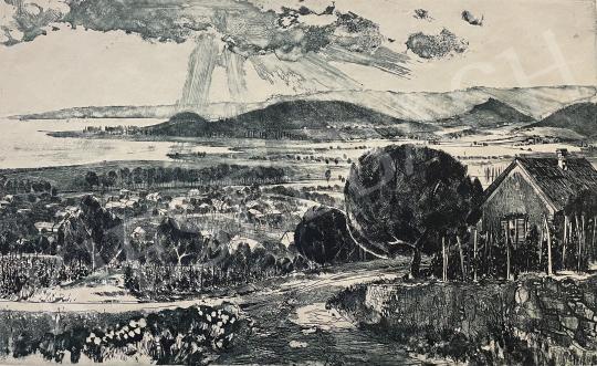 Eladó  Csurgói Máté Lajos - Szigligeti dombok felhő mögül kiáradó napsugarakkal, (Balaton) festménye