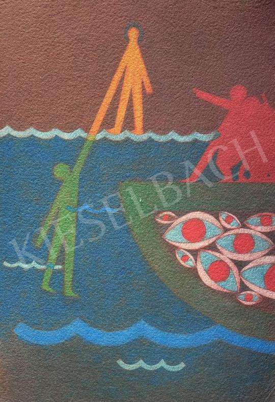 Eladó  efZámbó István - Jézus a tengeren jár és a süllyedő Pétert felemeli, 2013 festménye