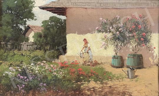Neogrády László - Napfényes nyári kert festménye