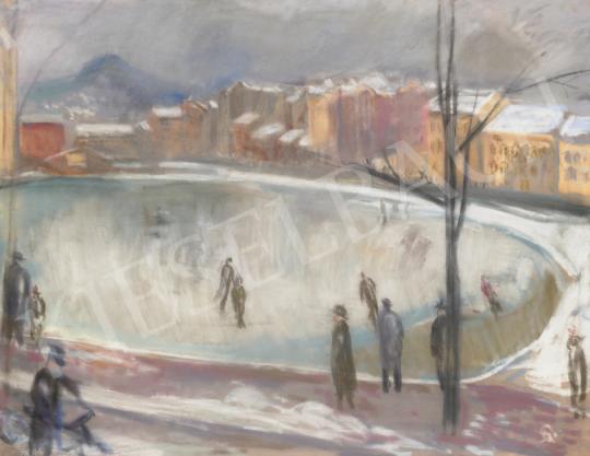 Eladó  Bernáth Aurél - Korcsolyapálya (Korcsolyázók a Széna téren), 1935 festménye