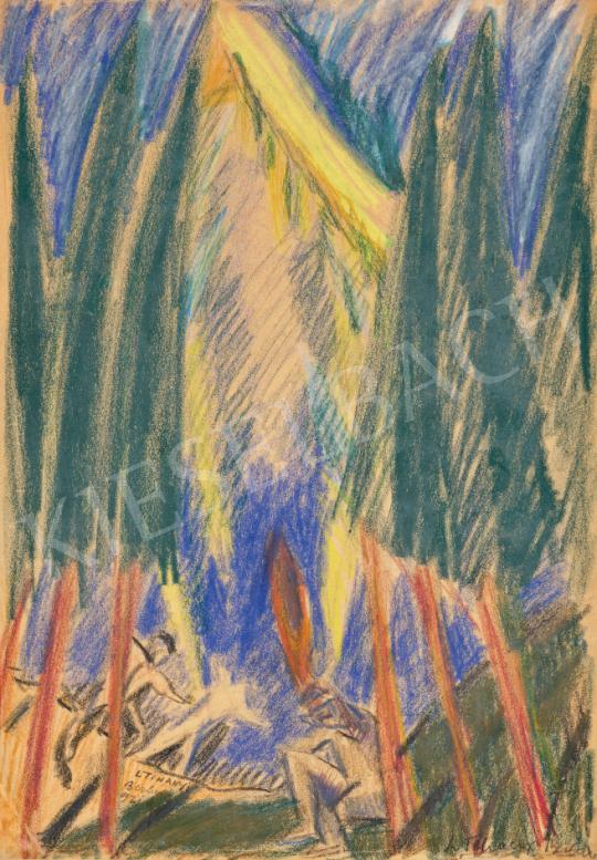 Eladó Tihanyi Lajos - Expresszionista táj alakokkal, 1921 festménye