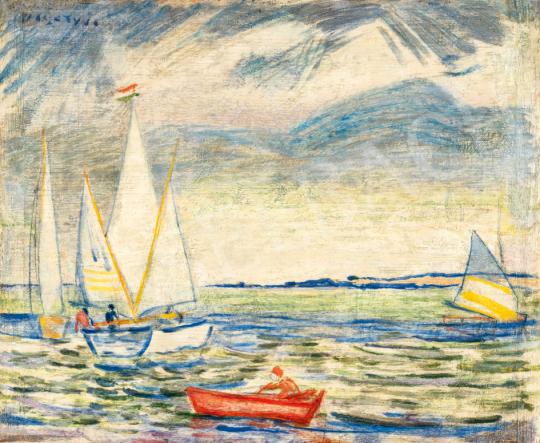 For sale  Vaszary, János - Lake Balaton with Sailboats, c. 1924 's painting