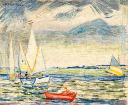  Vaszary, János - Lake Balaton with Sailboats, c. 1924 