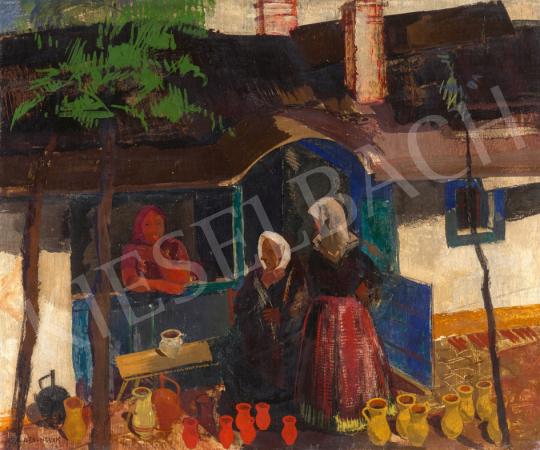 Aba-Novák, Vilmos - Pottery Market in Szolnok (Talking Women) painting