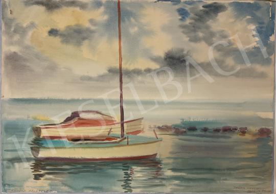  Zágon Gyula - Balaton (Hajók a vízen),1972 festménye
