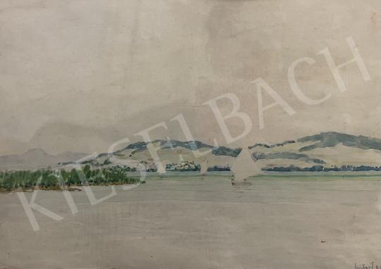Eladó  Ember János - Balaton vitorlásokkal, 1925 festménye