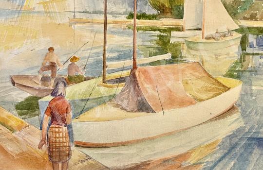 Eladó  Adámi Sándor - Balatoni vitorlások, horgászok festménye
