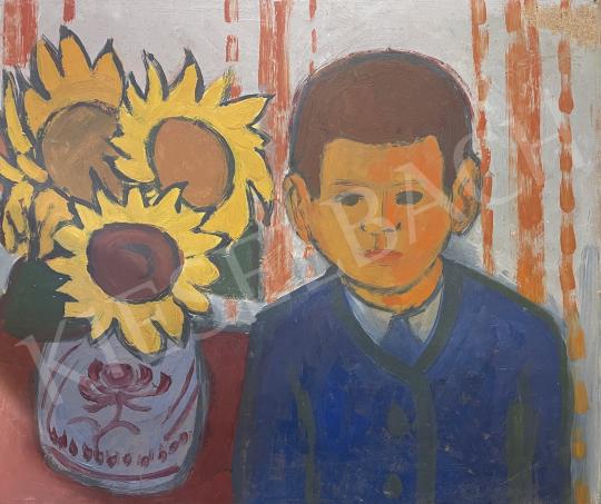Eladó  Koszta Rozália - Fiú napraforgókkal festménye