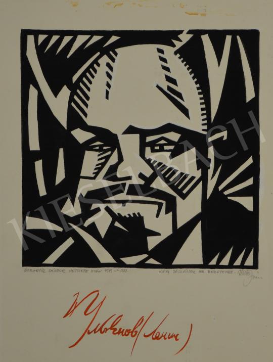 For sale Unknown Hungarian painter - Lenin (After the Engraving of Sándor Bortnyik), 1983 's painting