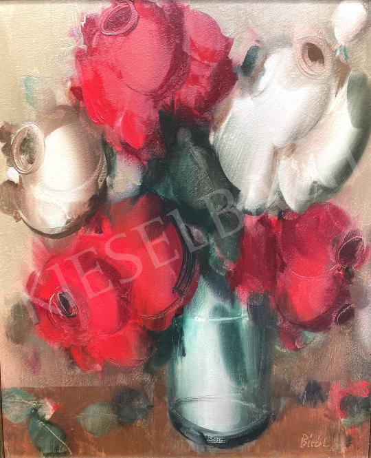 Eladó Bíró Lajos - Csokor rózsa (Piros fehér zöld)  festménye
