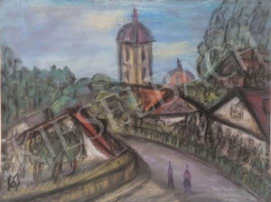 Eladó Abonyi Arany - Utcai jelenet toronnyal  festménye
