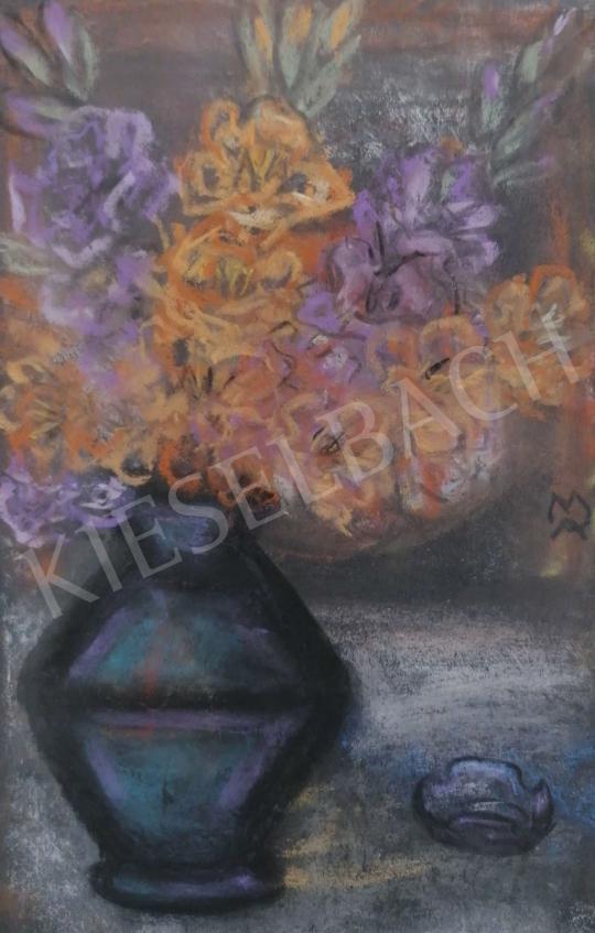 Eladó Abonyi Arany - Virágcsendélet lila vázában festménye