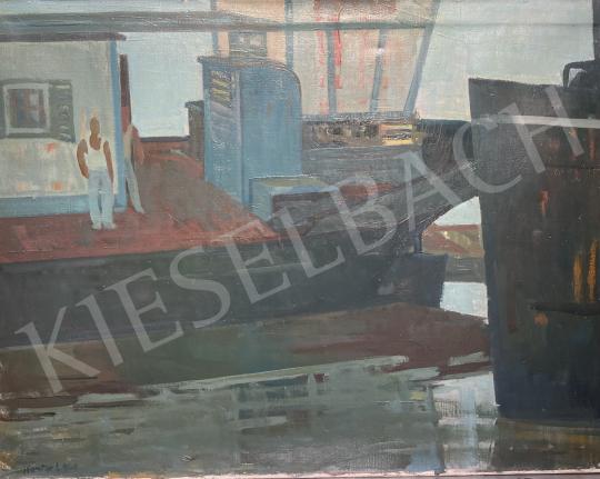 For sale Kántor, Lajos - Barges on the Danube, 1960 's painting