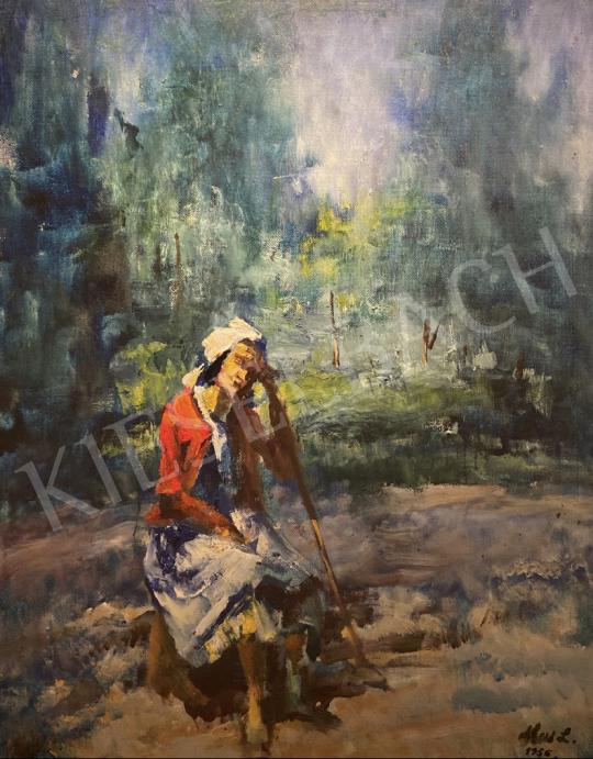 Eladó  Holló László - Ülő nő 1956 festménye