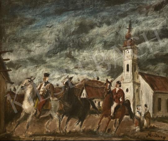 For sale  Rudnay, Gyula - Hussars next to church 1943 's painting