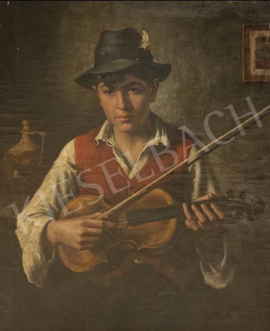 Eladó Ölvédi Gachal József - Fiú hegedűvel 1928 festménye
