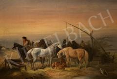 For sale  Ludwig, Kübler -  Horses at the boom well 's painting