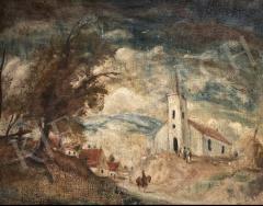 For sale  Rudnay, Gyula - Village landscape with church 's painting