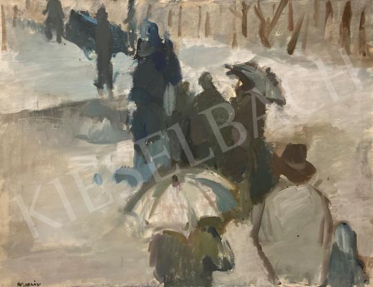 Eladó  Miklósi Mária - Esernyők, hóolvadás festménye