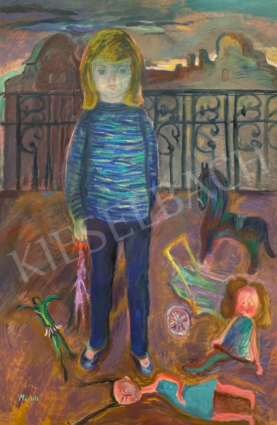 Eladó  Mersits Piroska - Kislány babával  festménye