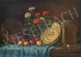 Unknown painter - Still life with geranium and grapes 
