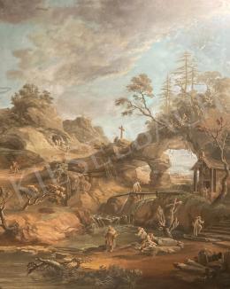  Circle of Marco Ricci - Landscape with monks 