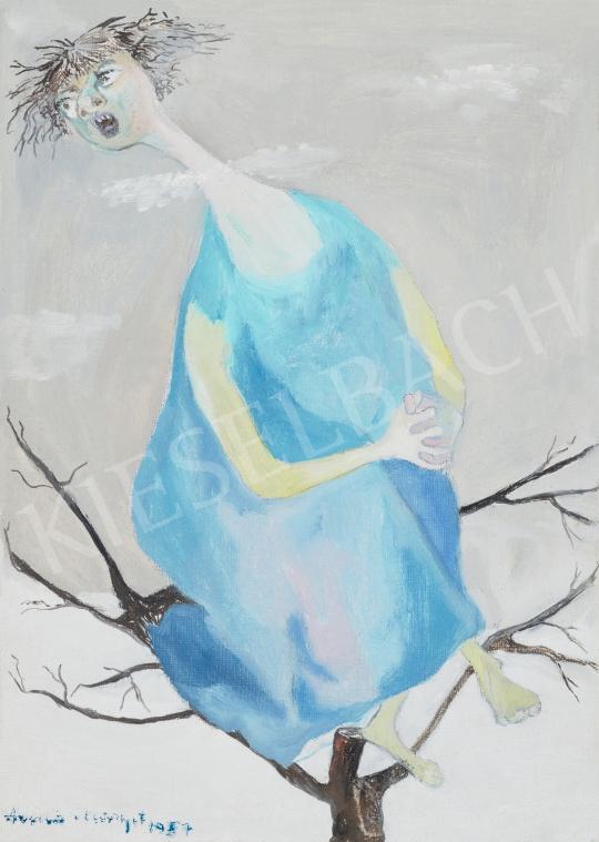 Eladó  Anna Margit - Fán ülő (Kékben), 1957 festménye