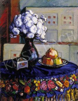 Kádár, Géza - Still Life with Blue Tablecloth 