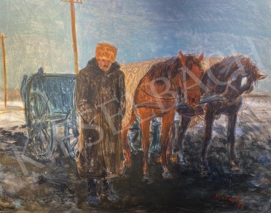 Eladó Szalay Ferenc - Hazafelé lovasszekérrel 1979  festménye