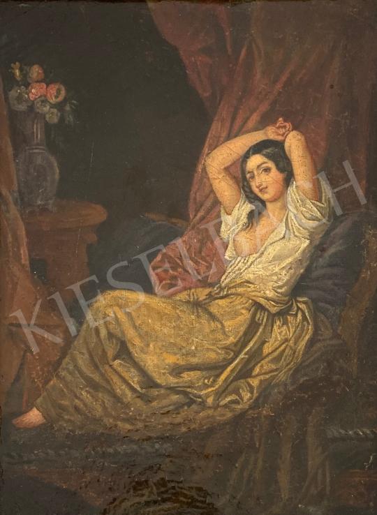 Eladó  Ismeretlen közép-európai művész, 19. század második fele - Várakozás (Csábítás) festménye