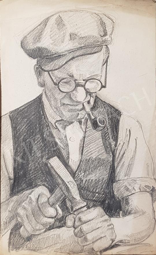 For sale Bor, Pál - Master shoemaker smoking pipes 's painting