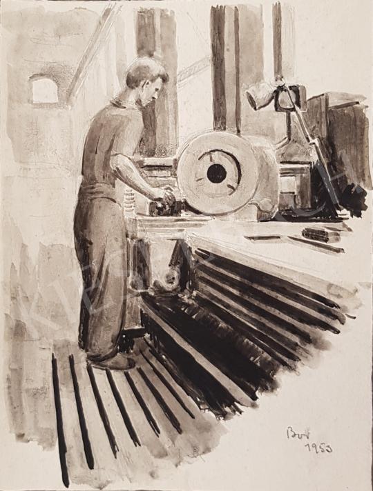 Eladó Bor Pál - Ganz gyári szakmunkás 1953  festménye