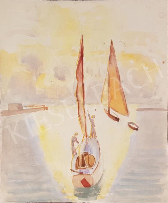 Eladó Bor Pál - Napsütötte balatoni vitorlázás  festménye