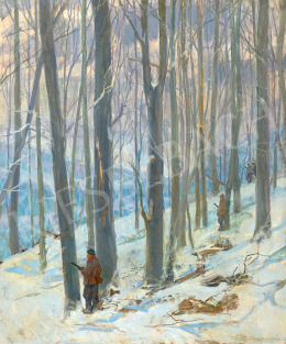  Csáki-Maronyák, József - Hunt in the Winter Forest (Boar Hunt) 