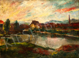  Rozgonyi László - Vöröslő ég a tóparton, 1930 körül 