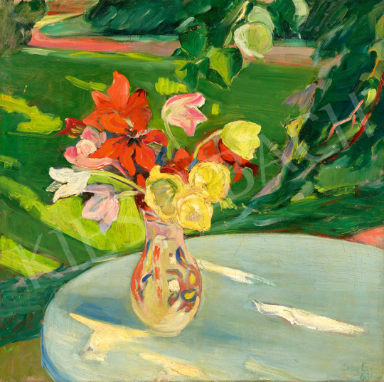 Say Géza - Virágcsendélet napsütéses kertben, 1931 | 68. Aukció aukció / 117 tétel