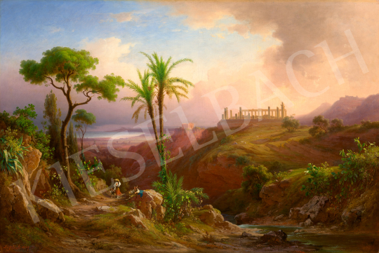 Ligeti Antal - Itáliai táj (Szicíliai táj görög templomokkal), 1867 | 68. Aukció aukció / 144 tétel