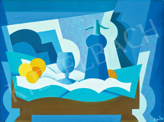  Aczél, Ilona (Óvári Lászlóné) - Blue Still Life | 68th Auction auction / 158 Lot