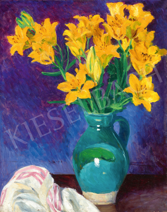 Ziffer, Sándor - Yellow Lilies with a Blue Backdrop | 68th Auction auction / 171 Lot