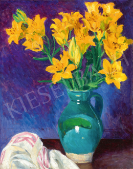 Ziffer, Sándor - Yellow Lilies with a Blue Backdrop 